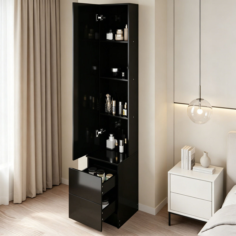 Length 11.8" x Width 15.7" x Height 63" Simple Stylish Dressing Mirror Cabinet
