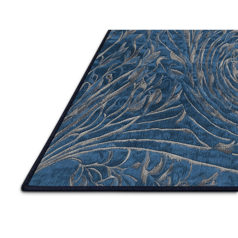 Machine Washable Gray Area Rug, Rectangle 3' x 5'