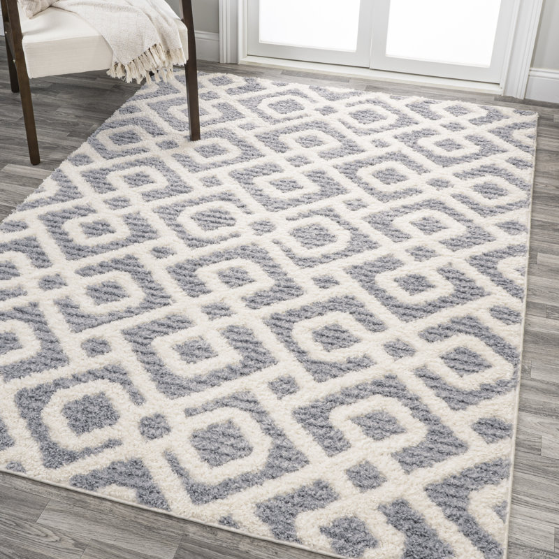 Tapis crème / gris Scituate Retro Trellis, Rectangle 3 pi 11 po x 6 pi