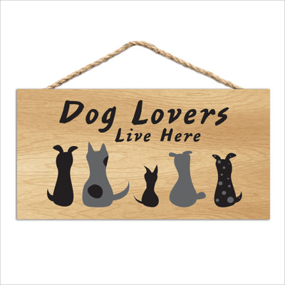 Dog Lovers Live Here (Heart) Wood Sign