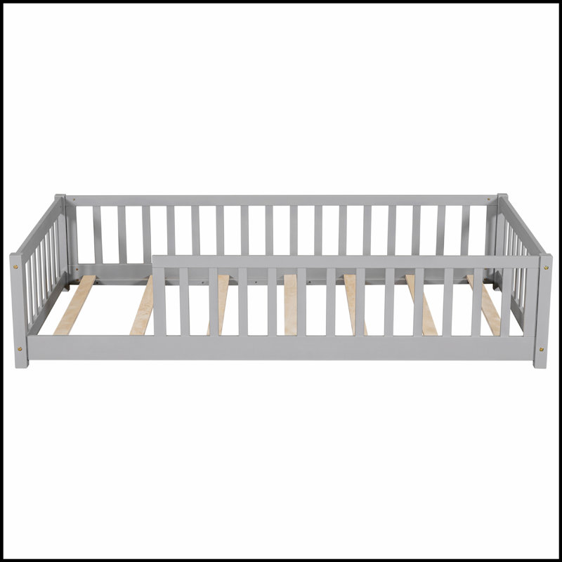 Lit plateforme robuste en pin et en bois d'ingénierie avec clôture de protection, parfait pour les petits espaces et les chambres confortables