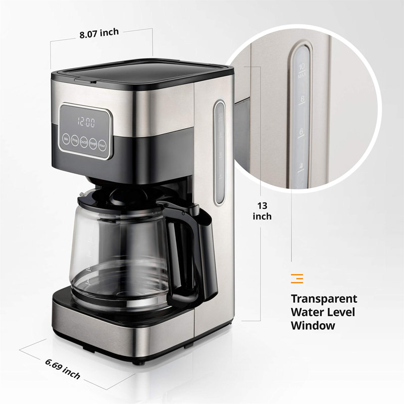 Nbarthome 10-Cup Coffee Maker,  Silver