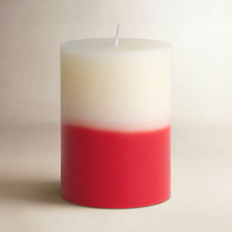 Unscented Two-Tone Pillar Candle, Red