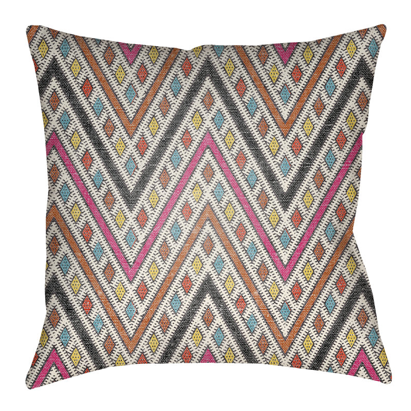 Lolita Leilani Geometric Outdoor Throw Pillow, 26" H x 26" W, Hot Pink/Dark Orange