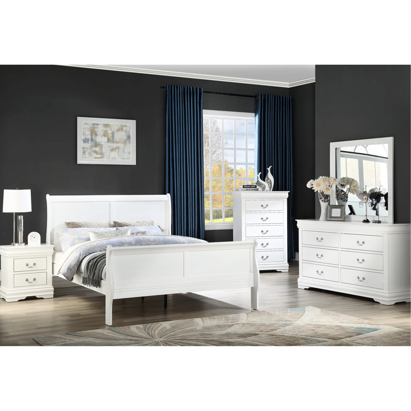 Lit de chambre de couleur blanche, lit double en bois massif avec lit d'appoint