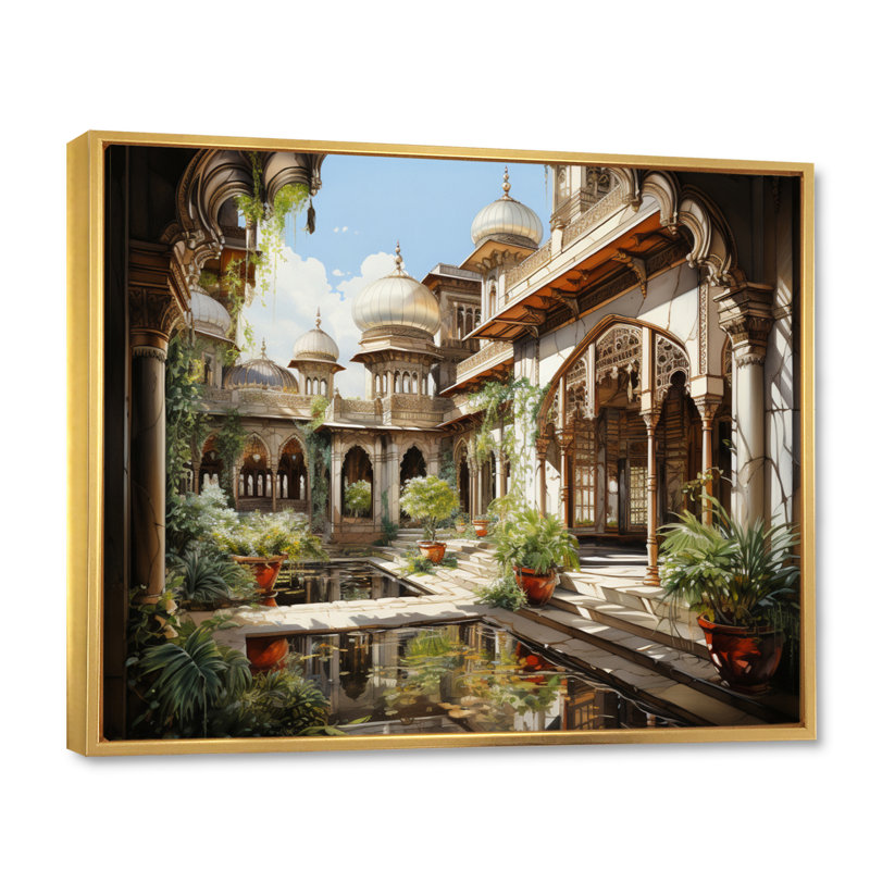 Indian Art Palace Splendor, H 30 po x l 40 po x P 1,5 po, Cadre flottant doré