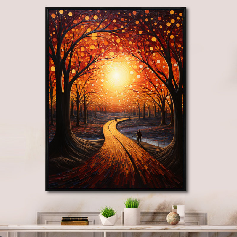 Tunnel Radiant Pathway Pointillism II sur toile, H 40 po x l 30 po x P 1,5 po, Cadre flottant noir