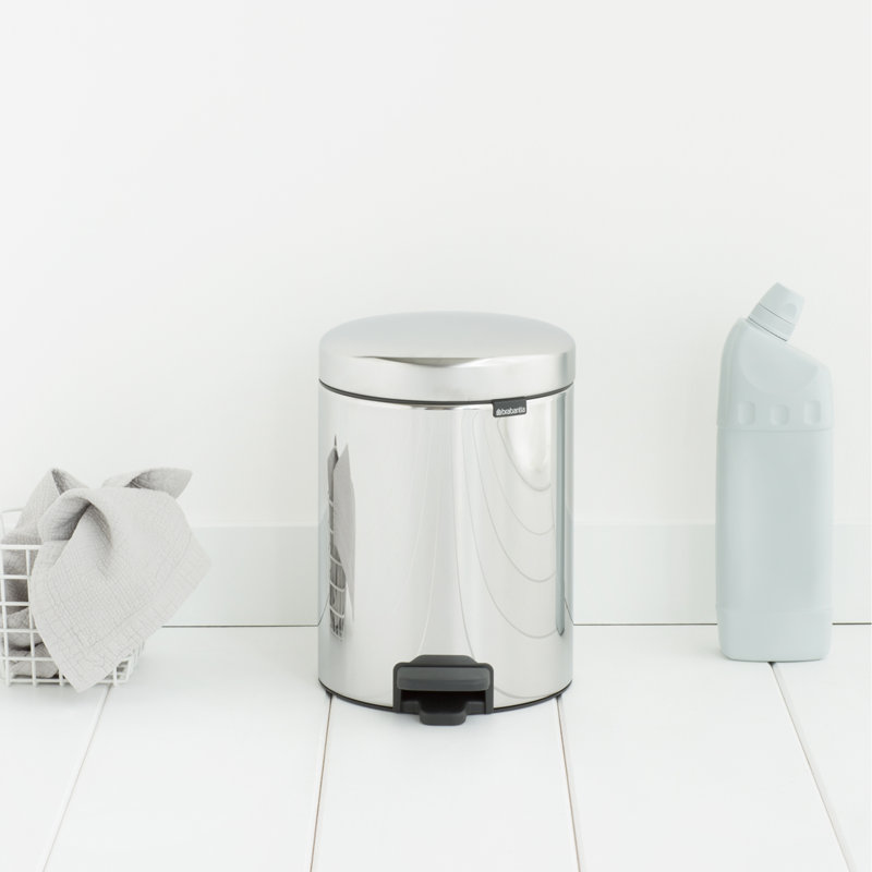 Brabantia NewIcon 5L Soft Closing Pedal Bin, Brilliant Steel