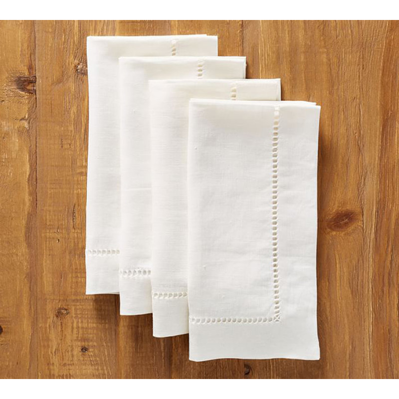Ensemble de 4 serviettes de table en lin classique à point ajouré Classic