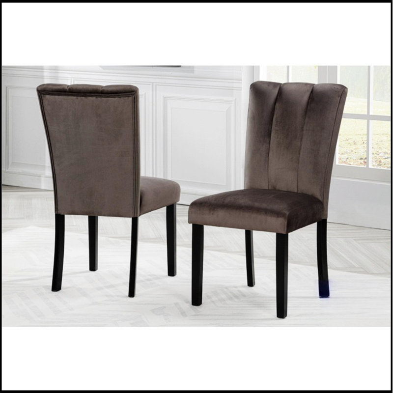 Chaises de salle à manger en velours cèdre brun (ensemble de 2), sièges luxueux et confortables pour des salles à manger élégantes