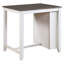 Ensemble de 3 tables à hauteur de comptoir de style transitionnel avec finition blanche et grise avec tablettes USB et 2 chaises à hauteur de comptoir rembourrées en tissu-774689099-774689101
