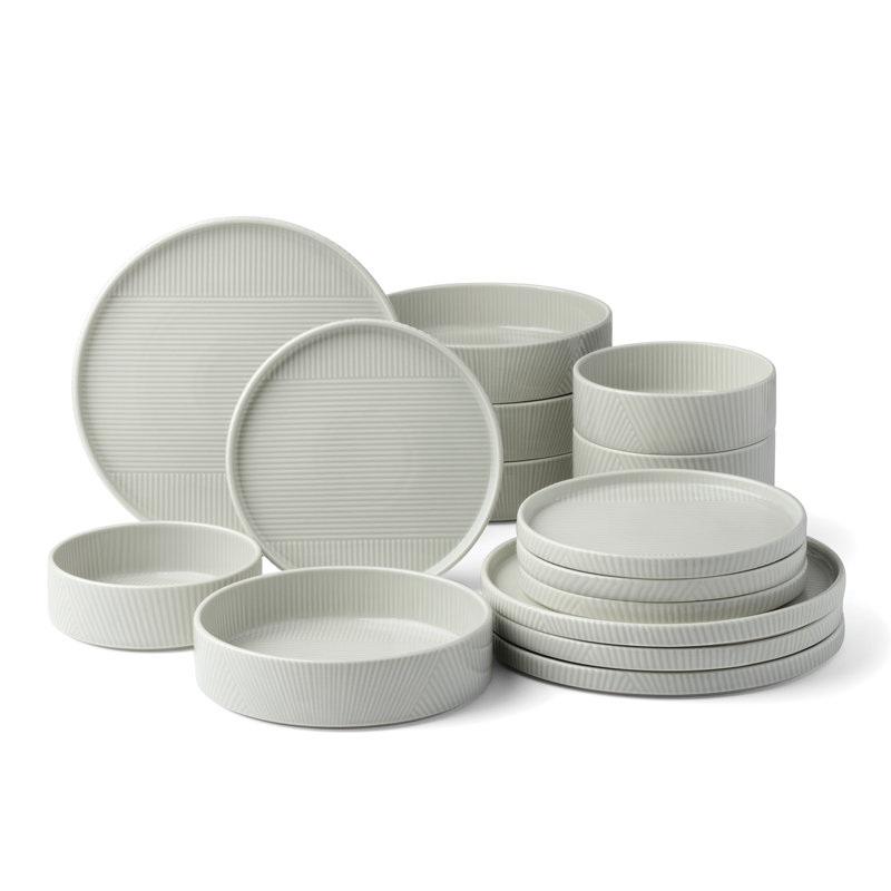 Modulus 16-Piece Dinnerware Set, Vapor, White