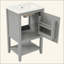 Meuble-lavabo de salle de bain avec lavabo, armoire de salle de bain avec porte à fermeture douce, support de rangement et tablette ouverte-130490463