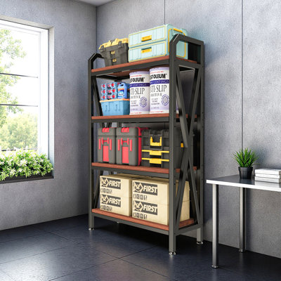 56.30'' Bakers Rack 4-Level Storage Shelves Metal And Wooden Kitchen Shelves, Kitchen Organizers And Storage, For Garage, Pantry, Bathroom, Closet