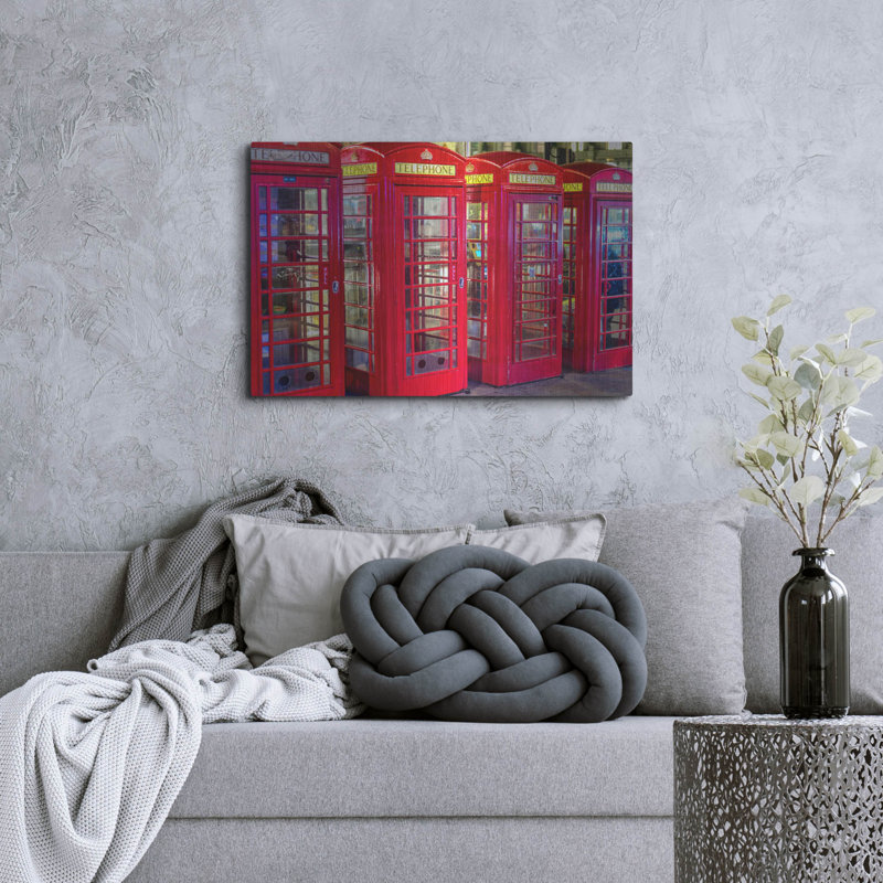 «London Red Téléphone Boxes» par Mark A Paulda, art mural en métal, H 24 po x l 36 po
