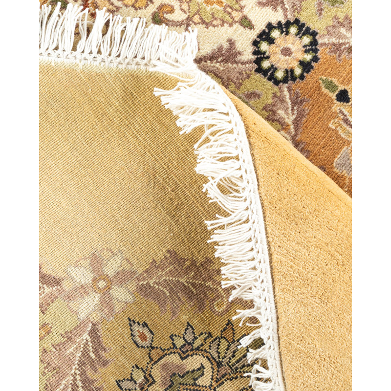 Tapis sable / ivoire noué à la main de conception unique 8 pi 1 po Mogul