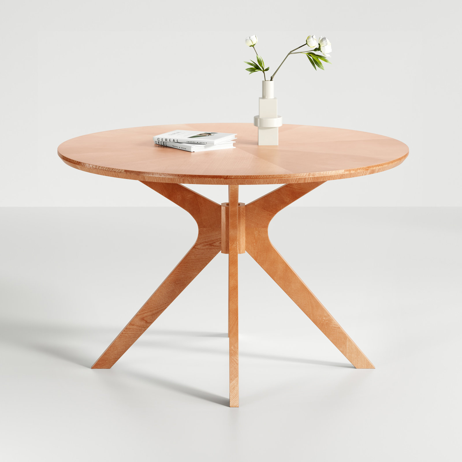 Bergmans 47.2'' Round Dining Table, Honey Top/Honey Base