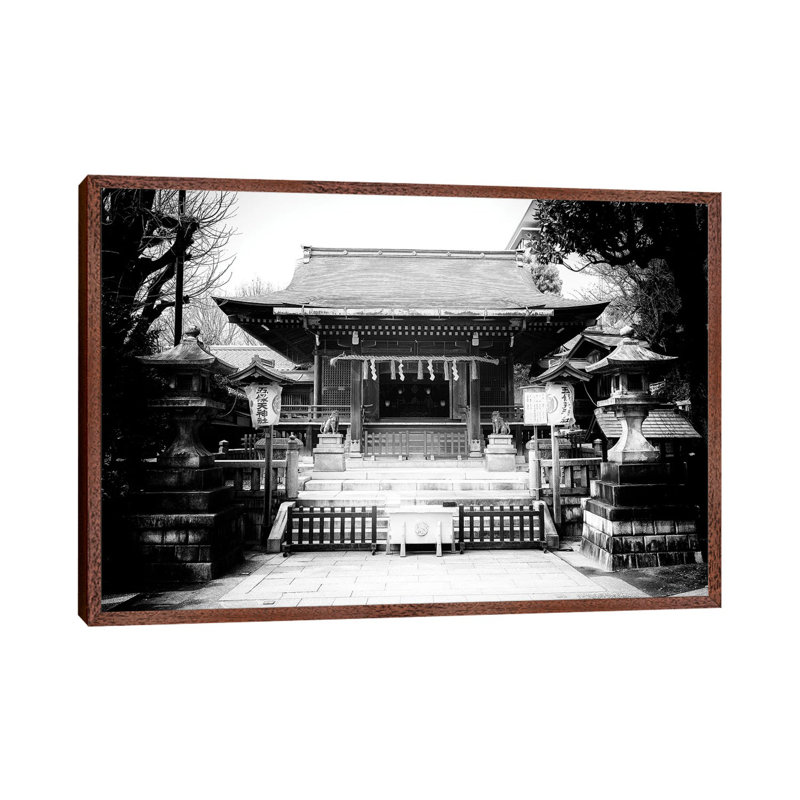 Tokyo Temple 1 Piece Floater Frame Wall Art on Canvas, Classic Wood Framed