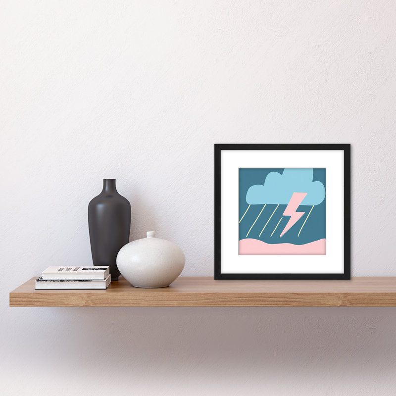 Thunderstorm Cloud Lightning Simple Boho - Single Picture Frame Painting