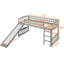 Lit mezzanine simple gris avec glissade et - pour les petits espaces, lecture sous le lit, contreplaqué de pin massif, assemblage en 20 minutes, idéal pour les maisons, espace limité, crée un espace confortable en dessous, pin, facile