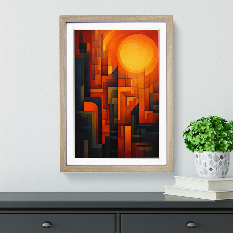 Single Picture Frame Print on Wood, Oak Framed, 46cm H x 34cm W