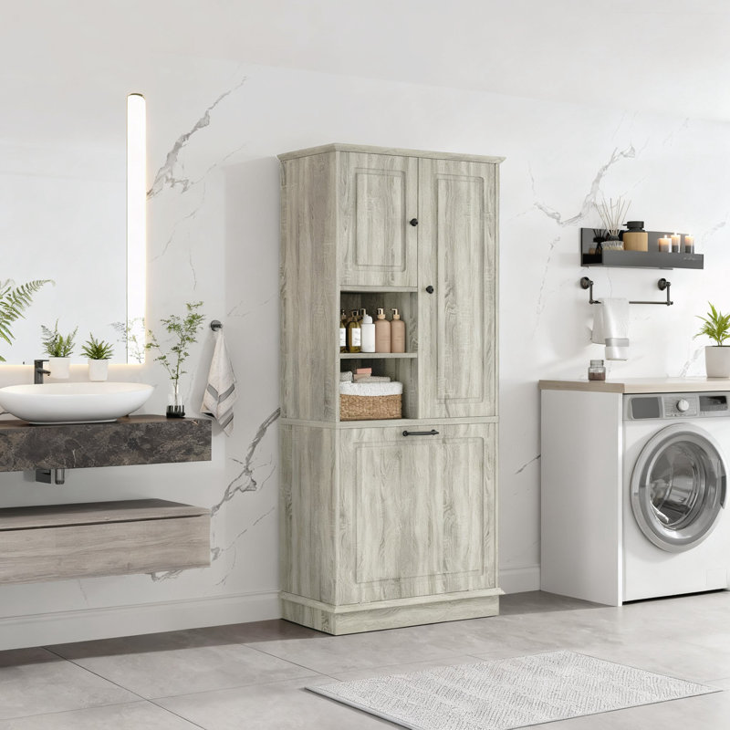 Grande armoire de rangement avec tablettes réglables, Chêne
