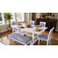 Ensemble de table de salle à manger extensible 6 personnes avec chaises rembourrées et banc, finition gris brun-130062679