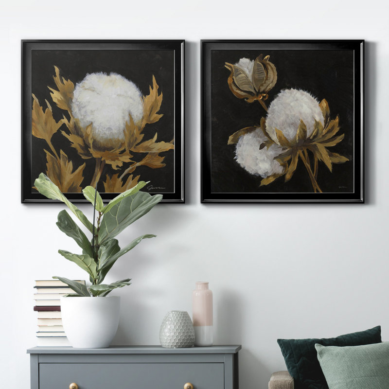 Cotton Balls I - Cadre photo, H 17,5 po x l 35 po x P 1,5 po, Cadre noir, Pas de tapis