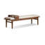 Long banc en cuir massif et noyer-112233204