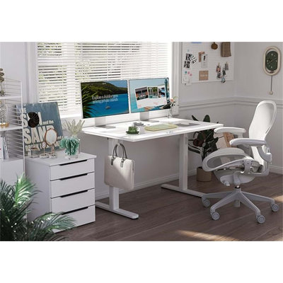 Bureau debout électrique en verre blanc de 48 pouces, hauteur réglable, bureau d'ordinateur à installation rapide, bureau debout