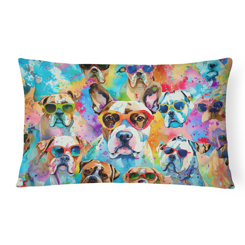 Boxer Hippie Dawg Fabric Decorative Pillow