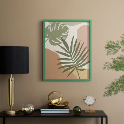 «Mid Century Palm I», reproduction encadrée - bois massif