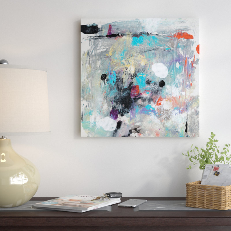 «Jostle IV», reproduction d'art sur toile tendue, H 18 po x l 18 po x P 1,5 po, Toile avec cadre flottant noir, Pas de tapis