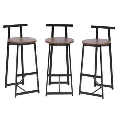 Ensemble de 3 tabourets de bar à hauteur de comptoir avec dossier et chaises sans accoudoirs pour îlot de cuisine (sans la table)