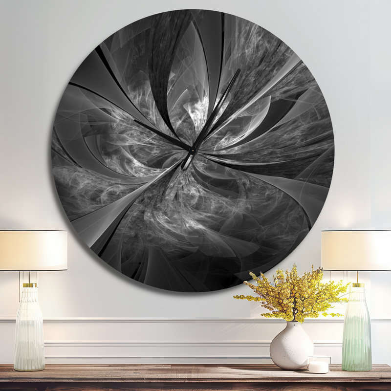 Symmetrical Fractal Flower - Modern wall clock, Oversized, Brown