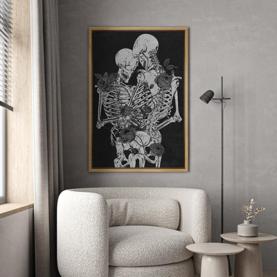 Squelette câlin gothique Moody foncé, œuvre d'art moderne, décor