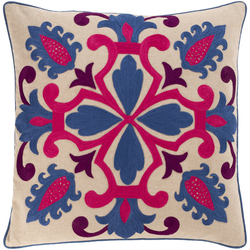 Khavi Cotton Throw Pillow, 18" x 18", Down