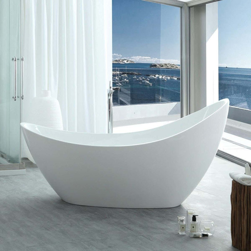 72.83'' x 30.75'' Soaking Acrylic Bathtub, Matte Black
