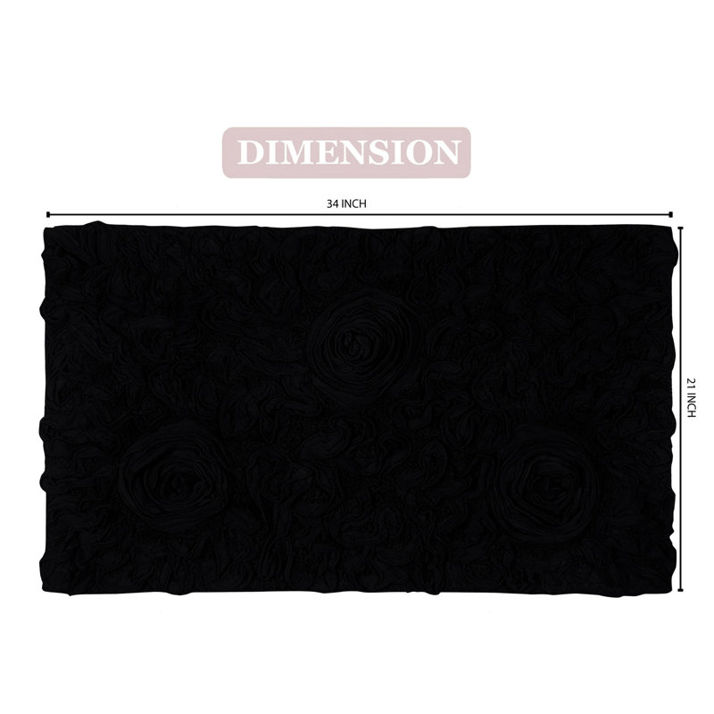 Tapis pour salle de bain Schoenberger, L 34 po x l 21 po, Noir, noir, noir, noir