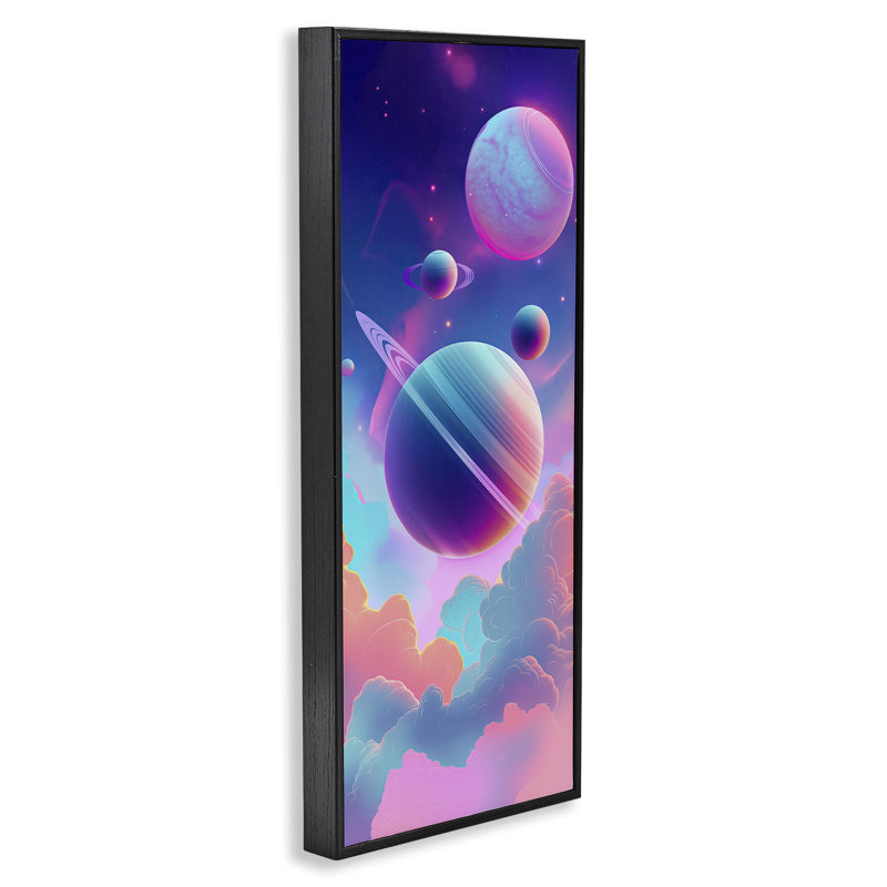 «Pastel Clouds with Planets», estampe numérique, conception de Wumples, H 24 po x l 10 po, Giclée encadrée noir minuit