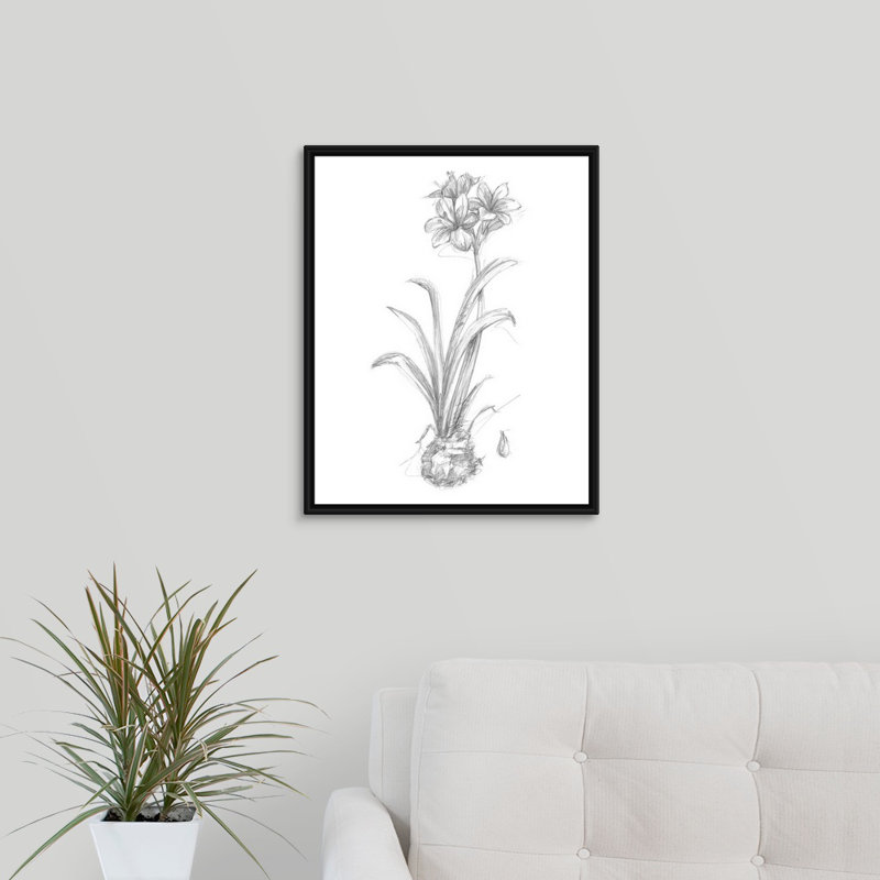 « fleuri sketches ii » par le novogratz-reproduction d’art sur toile, H 20 po x l 16 po x P 1,25 po, Cadre flottant noir