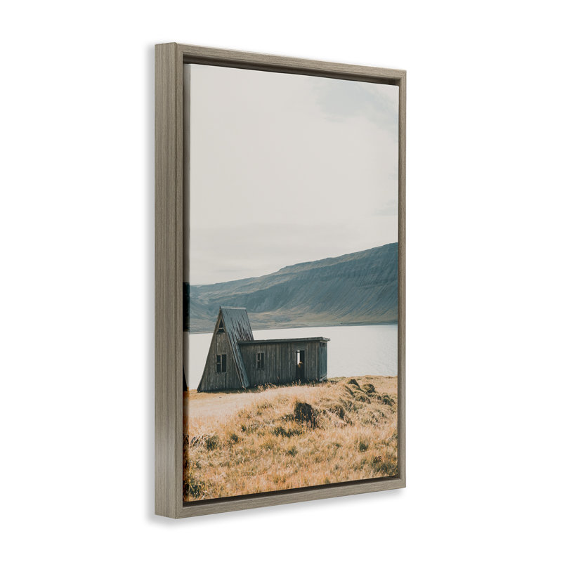  Iceland Shore Cottage Floater Canvas by Max Blakesberg Studios, H 31 po x l 21 po, Cadre flottant orme Montalcino