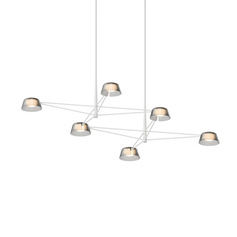 Ray 6 - Light LED Chandelier, Oxide Red, Smoked Etched
