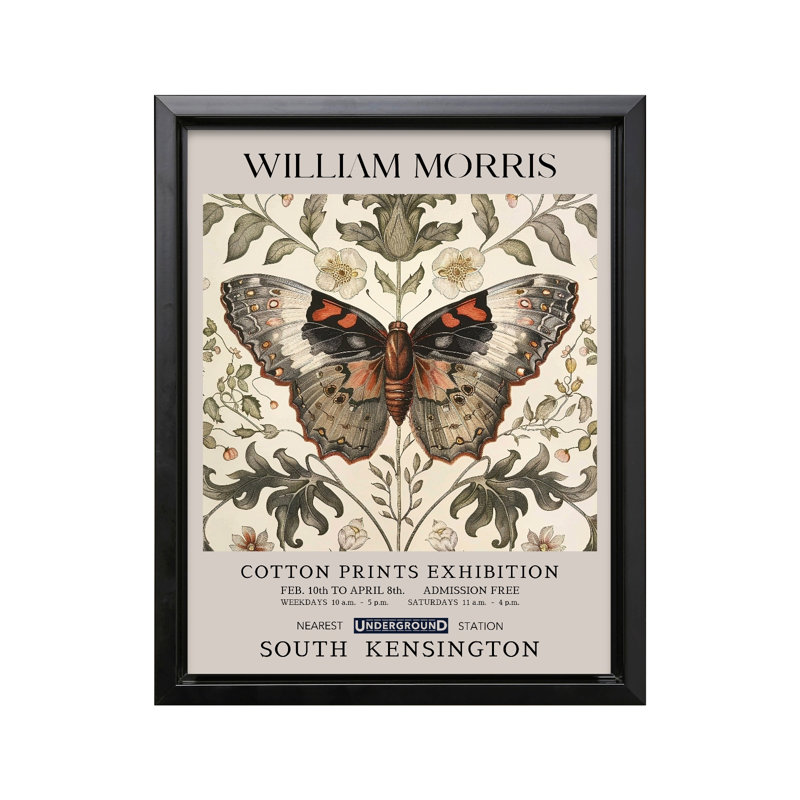 William Morris - Papillon No8, Black Framed, Canvas, 11"H x 14"W