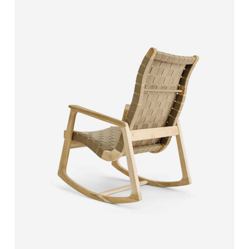 Arenal Teak Outdoor Rocker Chair, Sealed/Beige Outdoor Straps