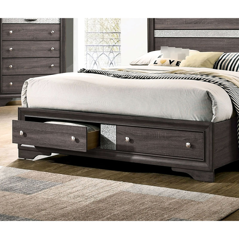 Grand lit avec tiroirs de couleur grise - Sophistication Modern, Grand lit, Gris