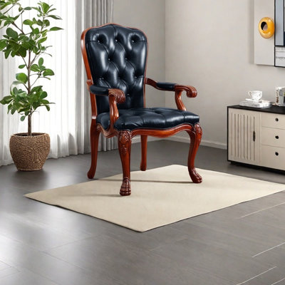 Light luxury faux leather solid wood leisure chair