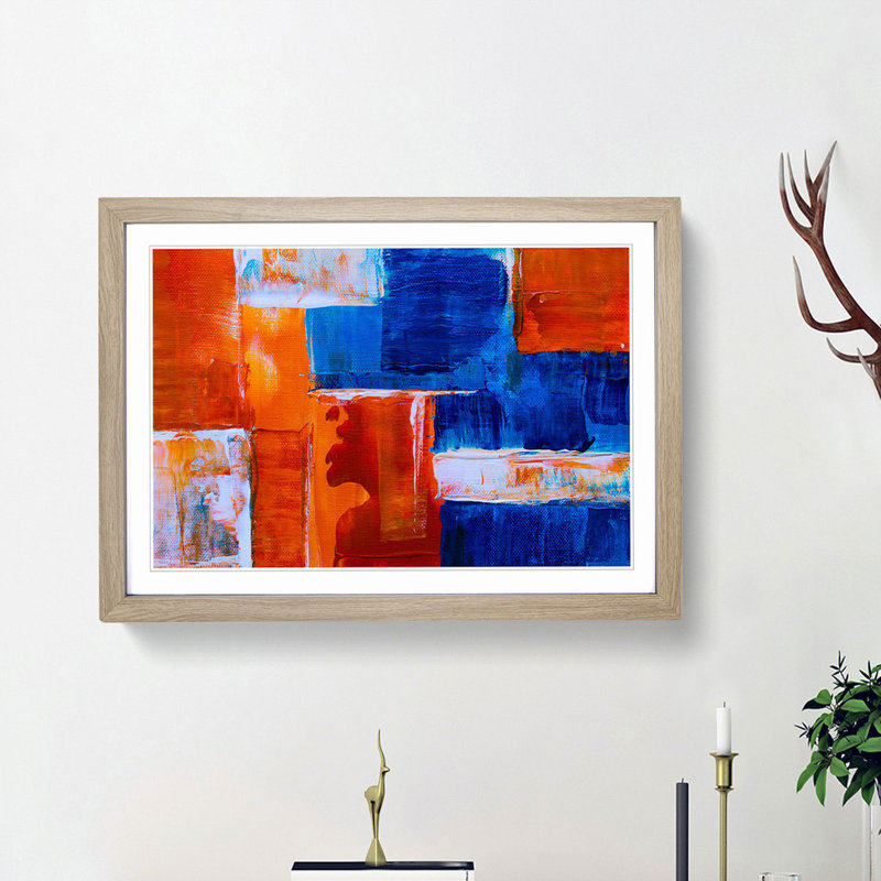 Abstract Art Painting Vol.368 by S.Johnson - Framed Print, 27cm H x 36cm W x 2cm D, Oak Framed