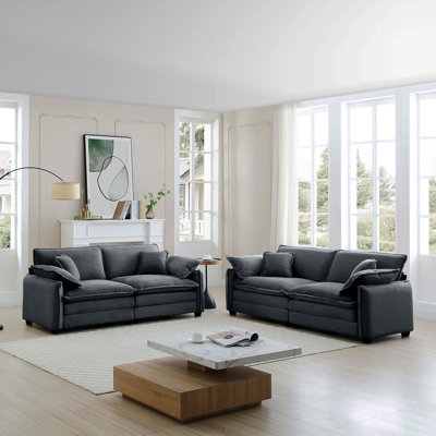 Modern Living Room Sofa Two-Piece Set, Suitable For Living Room And Bedroom Sofa Set, Consists Of Two Pieces Of 2 Seater Sofa,Grey Corduroy