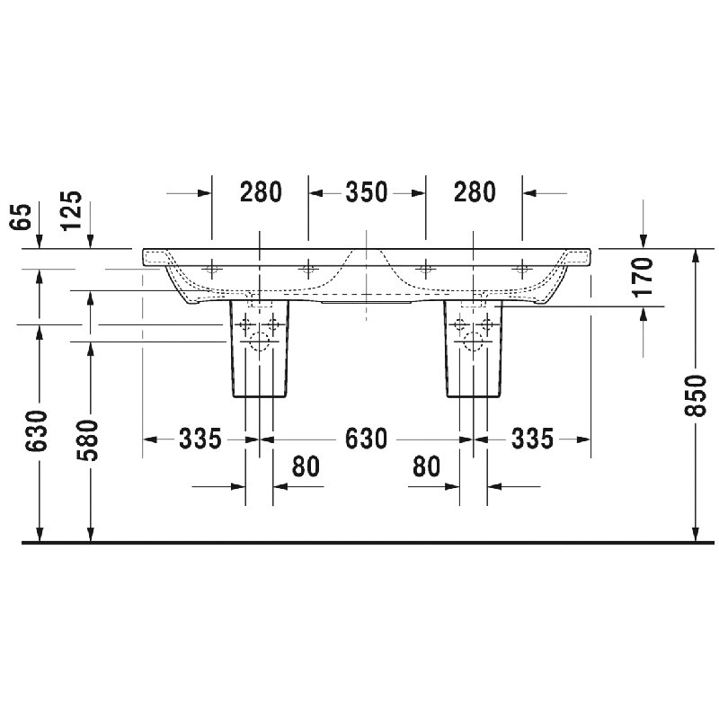 Lavabo de salle de bain rectangulaire rectangulaire en céramique avec trop-plein